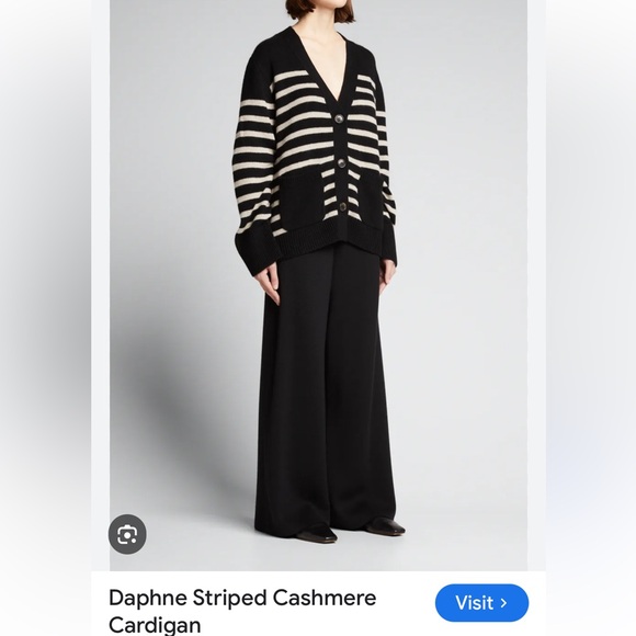 •Lisa Yang Daphne Cashmere Cardigan in Black & Sand Stripes Size 1=S/M - Picture 12 of 14